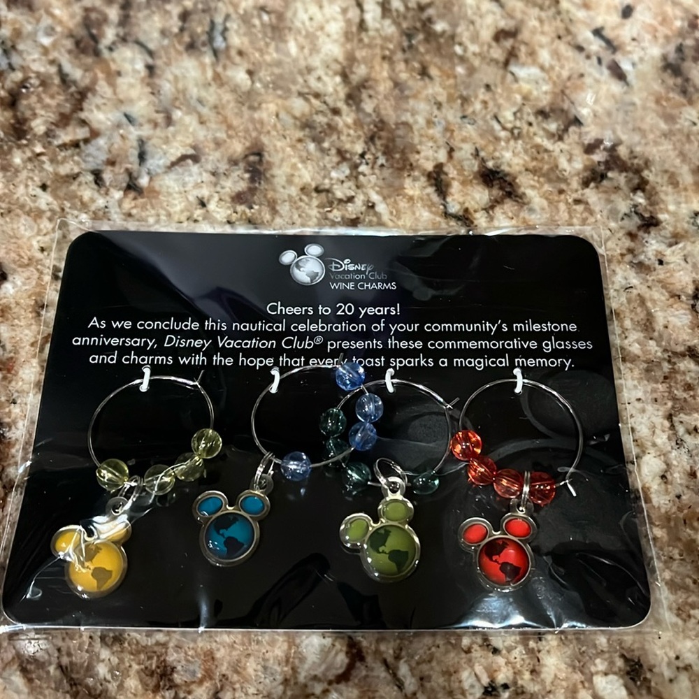 Disney Vacation Club wine glass charms